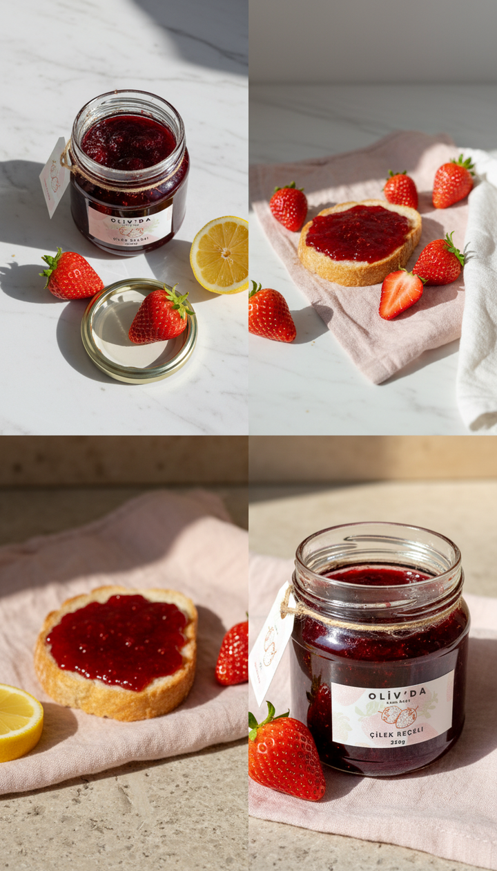 Handgemachte Erdbeermarmelade in Oliv 330cc