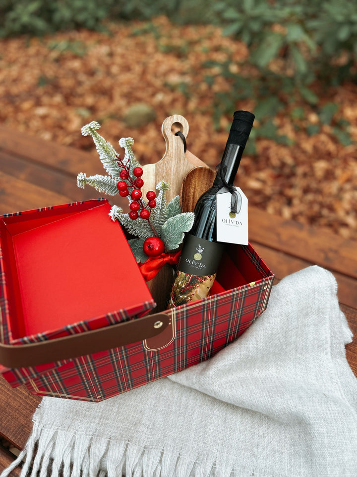 Ekose Piknik Sepetli Erken Hasat Zeytinyağı Hediye Seti