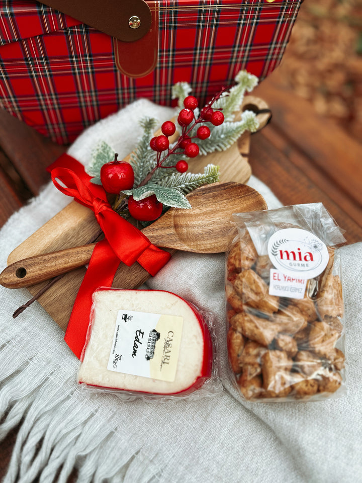 Ekose Piknik Sepetli Erken Hasat Zeytinyağı Hediye Seti